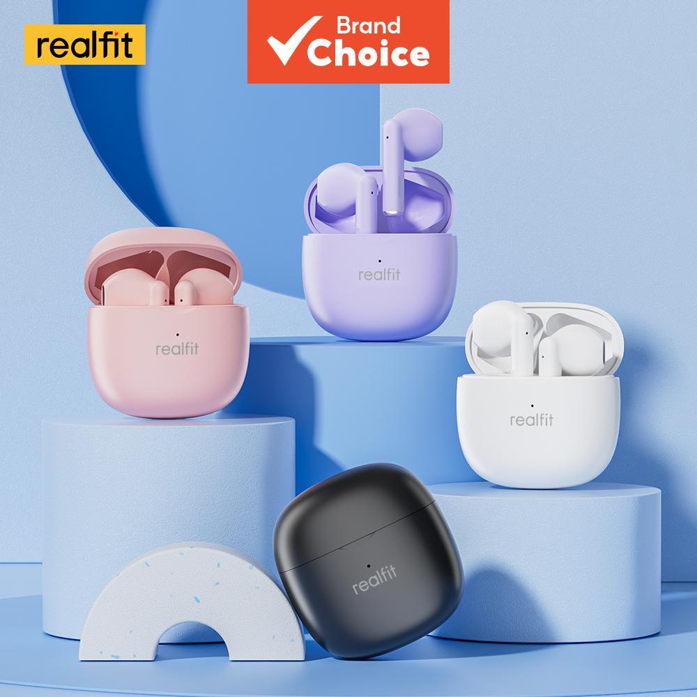 Realfit F1 TWS Fones de Ouvido Bluetooth com Design Fofo de Desenho Animado, Opções Coloridas, BT5.3, Design Mini Sem