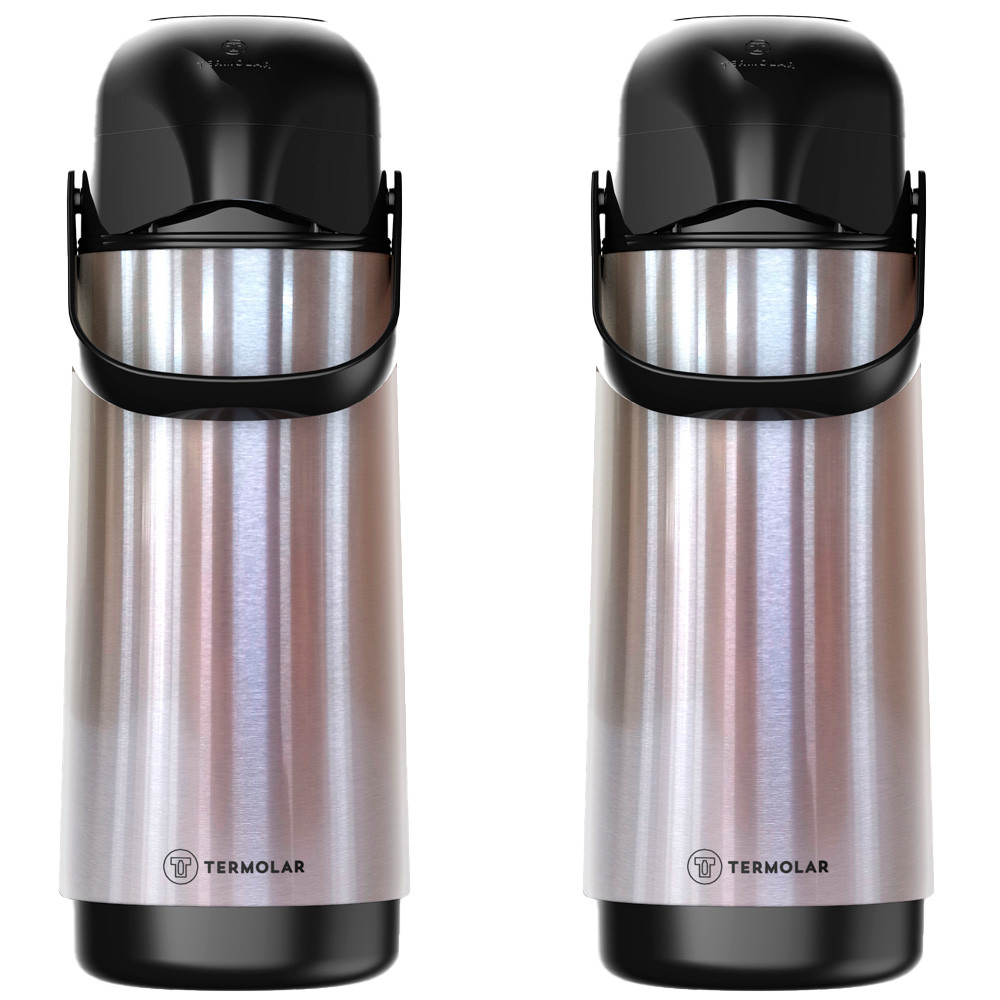 Kit de 2 Garrafas Térmicas Termolar de Café de 1 Litro Feita em Inox com Bomba de Pressão em Oferta na Shopee