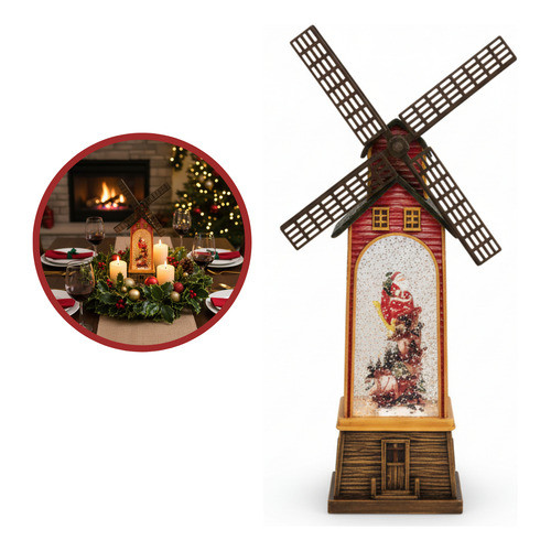 Luminária Catavento Decoração Natal Musical Led Usb Natalino Papai Noel Catavento