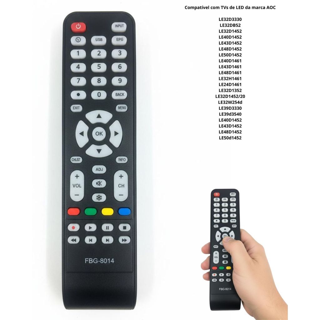 Controle Remoto Tv AOC Modelos Tv Lcd LED 8014-fbg-mp