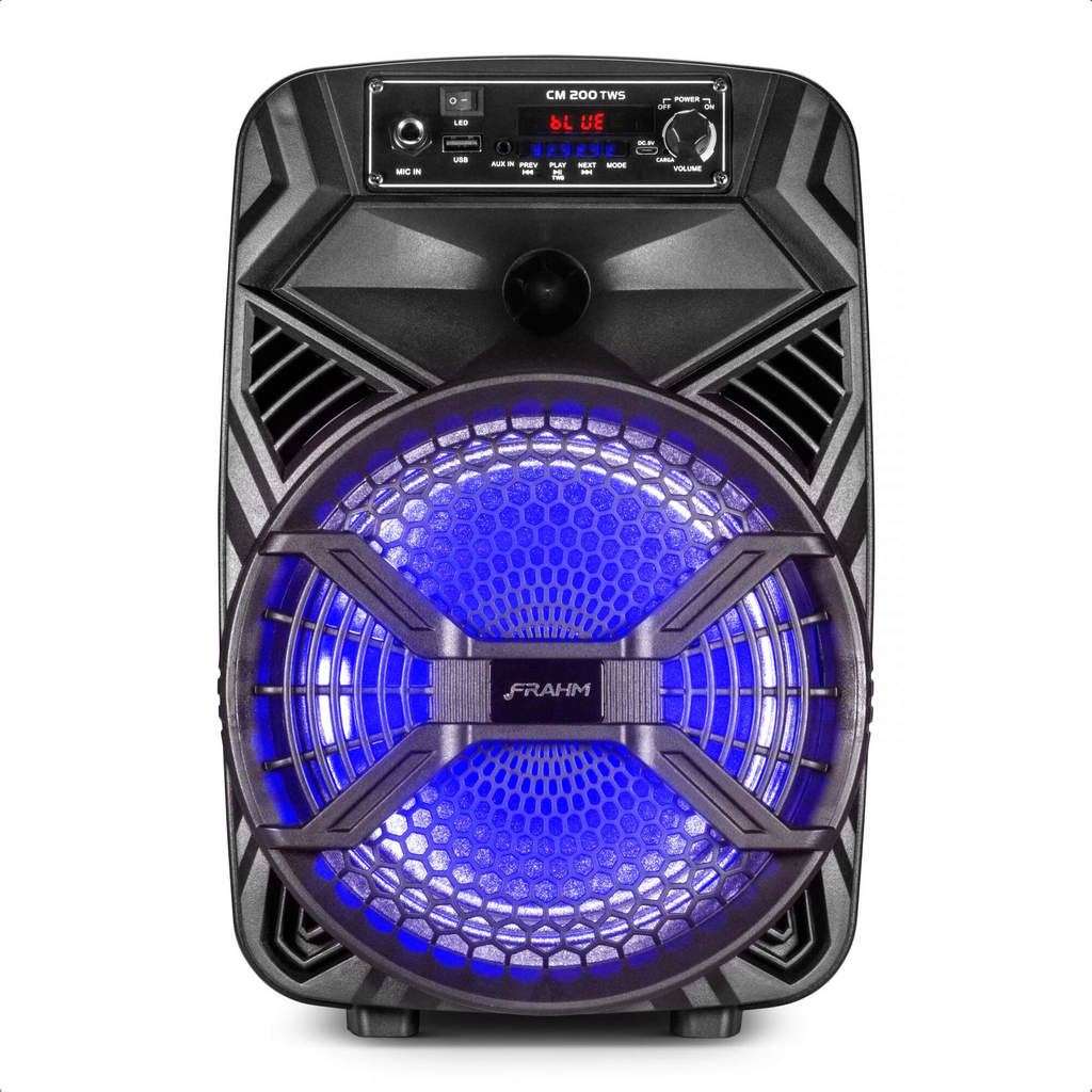 Caixa de som Frahm Ativa 200W RMS Plástica de 8 pol. Bluetooth Usb Bivolt P2 CM 200 TWS - 31717