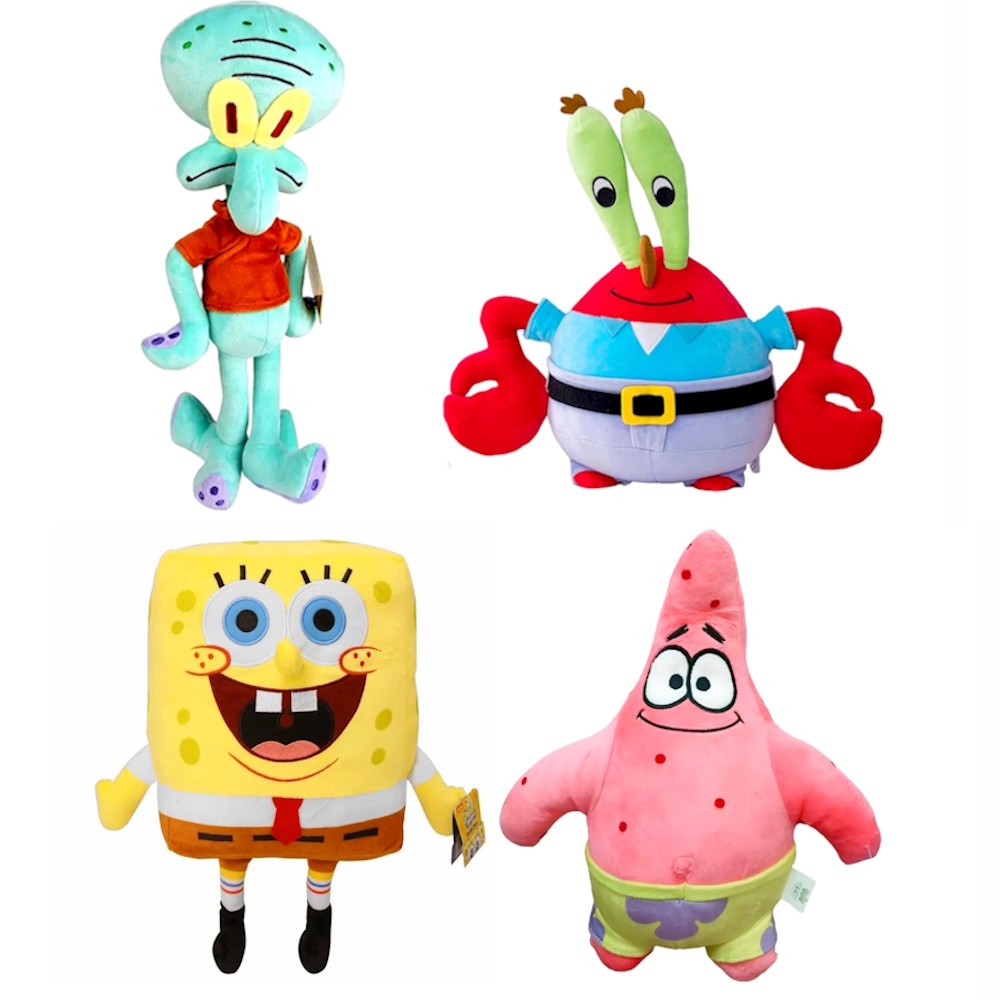 Coleção 4 Boneco Bob Esponja Patrick Sirigueijo Lula Molusco