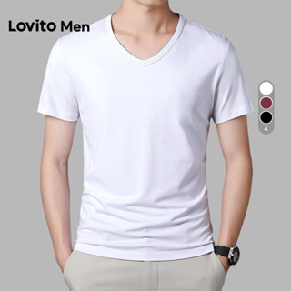 Lovito Camiseta Casual Vermelha Para Festa Macia E Confortável Verde Militar Para Homens Primavera/verão LNE127054 em Oferta na Shopee