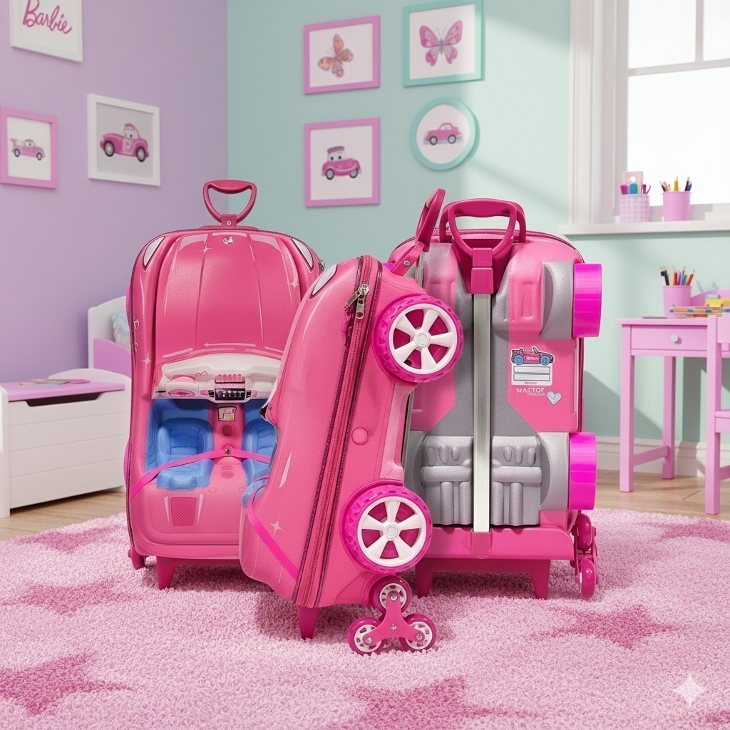 Mala Infantil Barbie 3D Mala Viagem Organização Meninas Bagagem Espaçosa Zíper duplo
