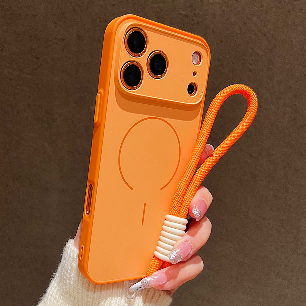 Capa Para iPhone 17 16 15 14 13 12 11 Pro Max Ar Com Alça De Pulso De Mão Fosco Magnético Doce Cor Contraste Cordão em Oferta na Shopee