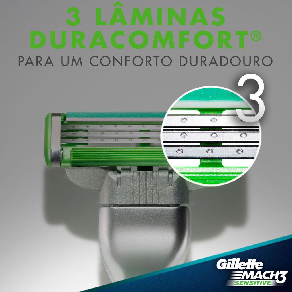 Detalhes do Aparelho De Barbear Gillette Mach3 Sensitive