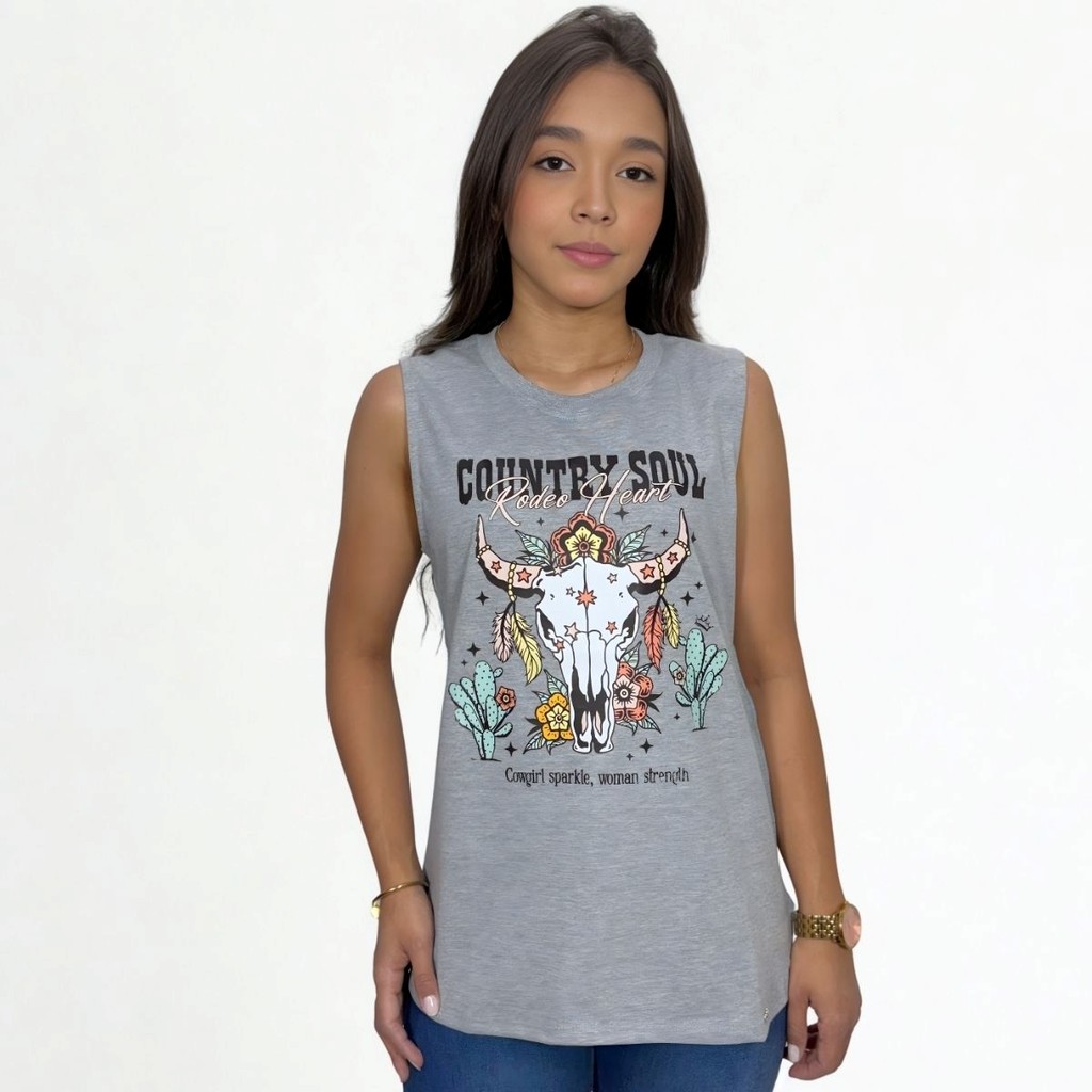 Tshirt Miss Country Long Horn Rodeo Heart Estampada Premium
