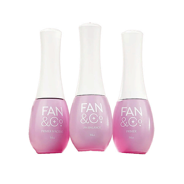 Preparadores Finalizadores Top Coat Primer Base Coat Ph Balance FAN&CO 14ml Unhas de Gel LED/UV Profissional com Anvisa