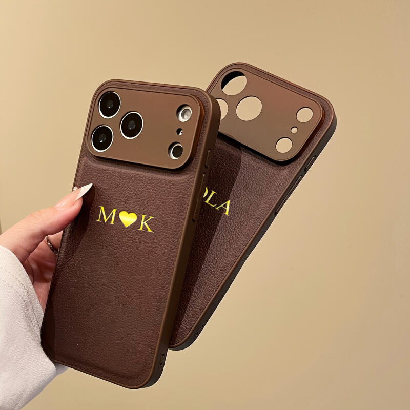 Capa De Couro Clássica Personalizada Para iPhone 17 16 15 14 13 12 11 Pro Max Nome Personalizado Folha Quente Dourada Gr