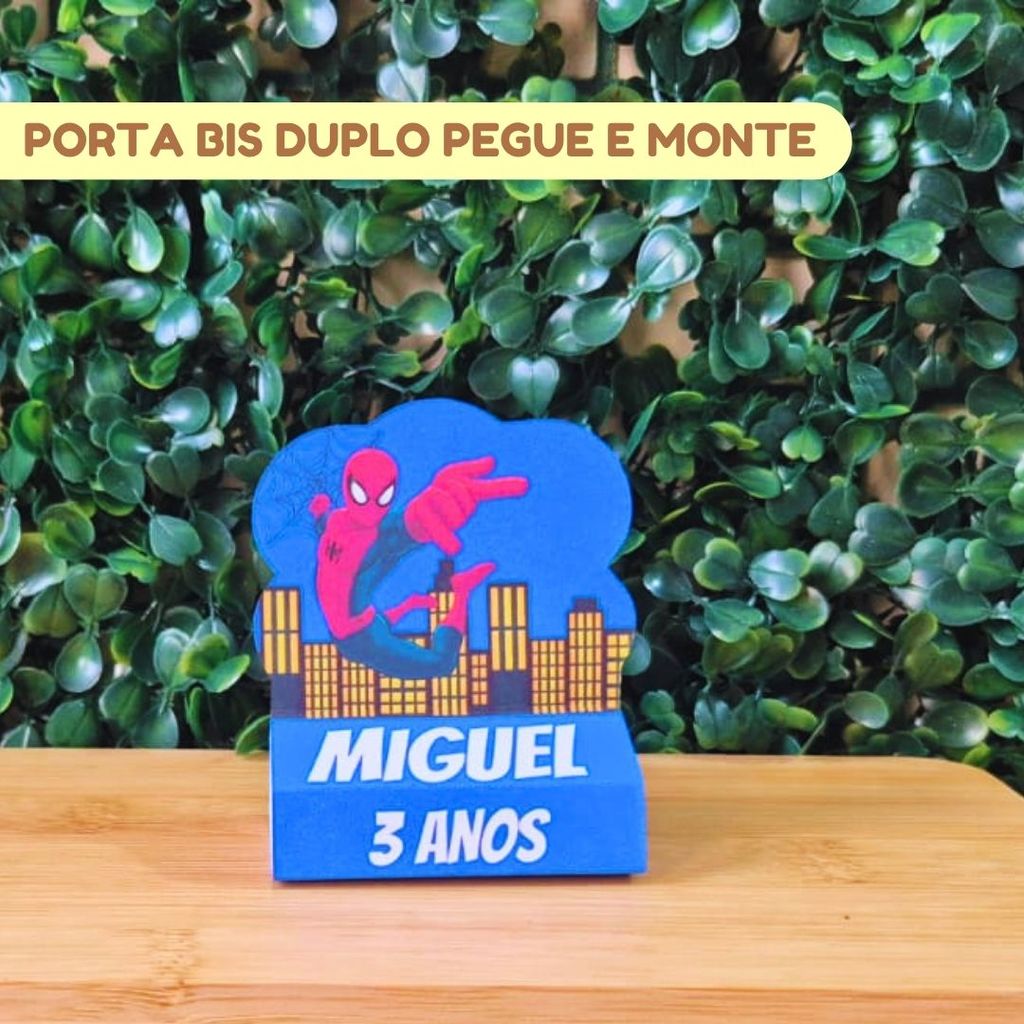 Porta Bis Duplo Homem Aranha | Lembrancinhas personalizadas | Mimos | Aniversário infantil | (PEGUE E MONTE)
