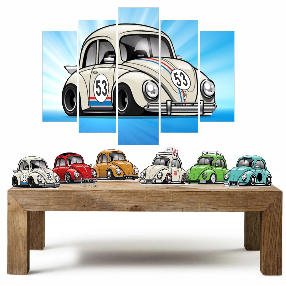 Fusca Herbie Kit Com 6 Displays + Quadro Mosaico kit festa econômica  Kit Enfeites kit festa