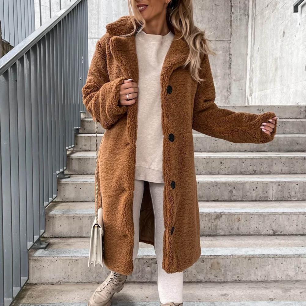 Casaco Longo De Pelúcia Feminino Para Outono E Inverno .