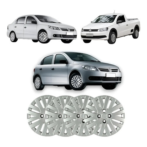 Jogo Calota Roda Aro 14 Vw Trend Gol Voyage Saveiro G5 4 Pçs Prateado