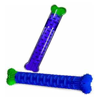 Mordedor Osso Removedor De Tártaros Para Pets Silicone Verde E Azul