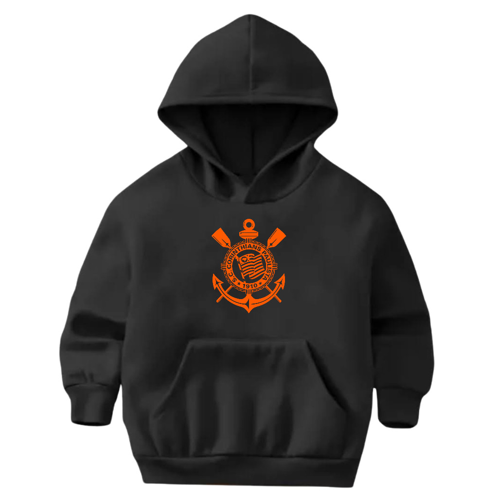 Moletom Infantil Corinthians Flanelado Canguru Blusa Quentinha Casaco Treino Total 90 Estampado Time