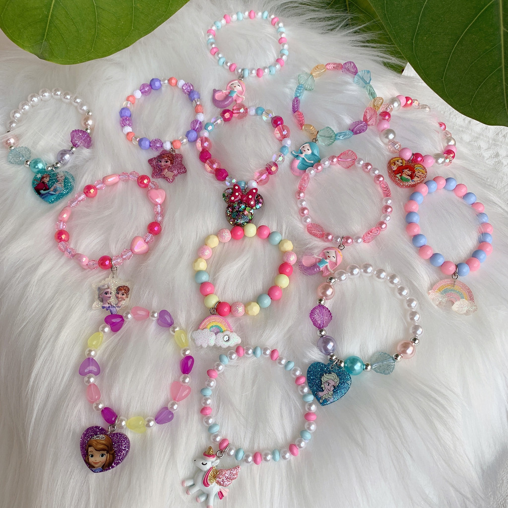 Comércio exterior crianças pulseira doce doces acessórios meninas dos desenhos animados princesa arco-íris unicórnio fri