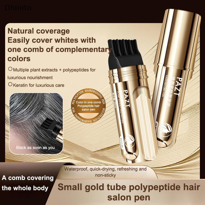 [Dhiint] 2 Em 1 Planta Tintura De Cabelo Sti Withb Marrom Longa Duração Temporária Coloração Capa Cabelos Brancos Caneta