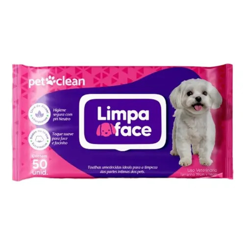 Toalhas Umedecidas Pet Clean Limpa Face Caes Gatos 50un