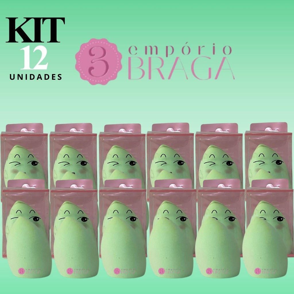 Kit 12 -- 12Unid (12) - Esponja Para Maquiagem Base/Pó/Corretivo Pompom Maquiagem (Cores Disponíveis no Estoque)