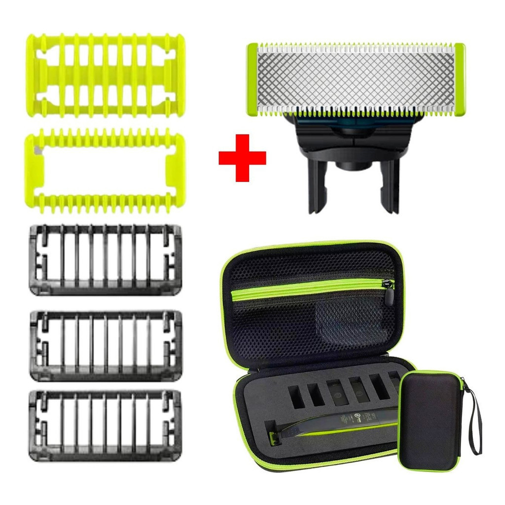 Kit 1 Lamina Refil + 6 Pente + Case P/ Philips Oneblade
