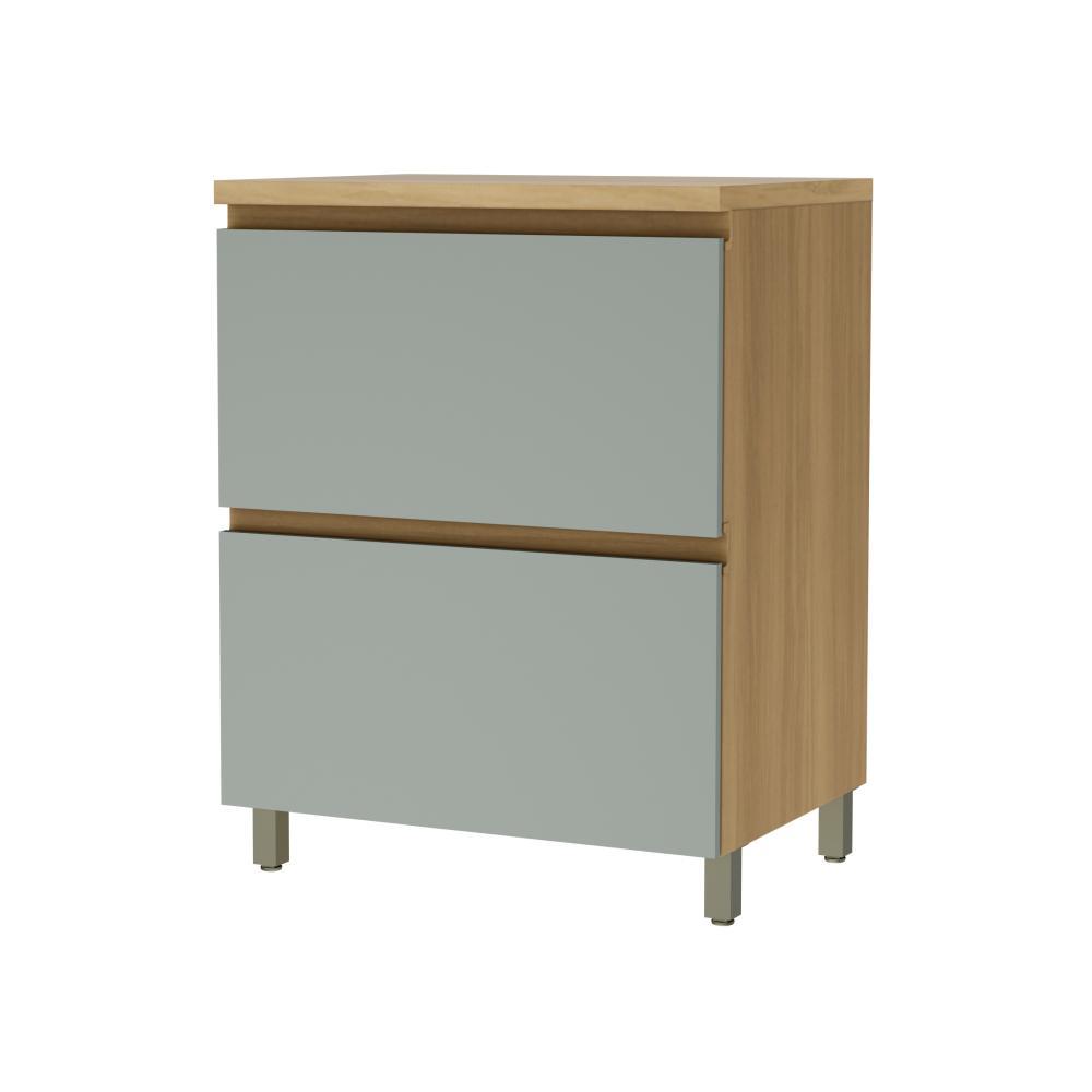 Balcão Cozinha Rainha MDF 1 Porta 1 Gaveta Nature Verde - Nesher
