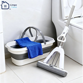 Esfregão mágico dobrável de 130 graus cunjunto, esponja de PVA, lavagem preguiçosa sem as mãos em Oferta na Shopee