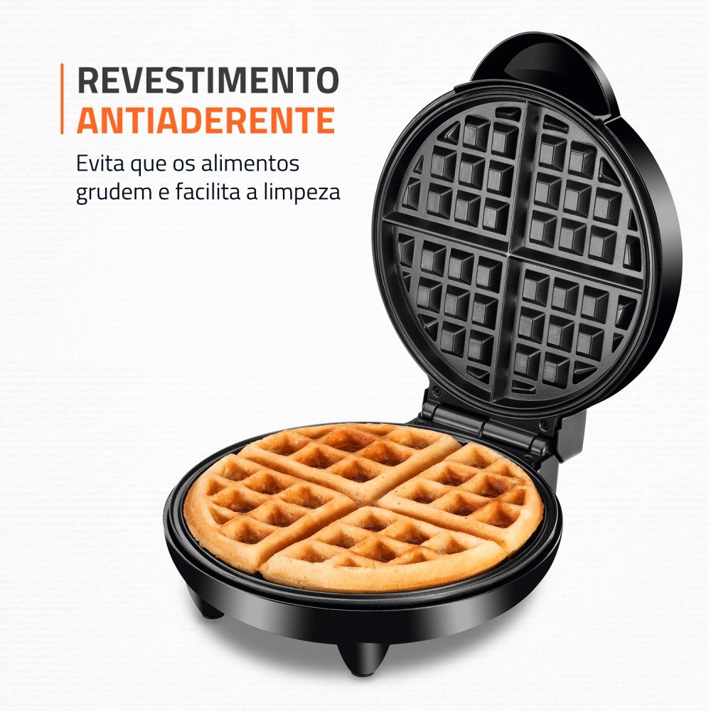 Detalhes do Máquina de Waffle antiaderente 1200W Grill Pratic Waffle - GW-01 - Mondial