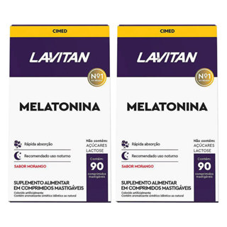 Kit 2x Lavitan Melatonina Sabor Morango com 90 comprimidos em Oferta na Shopee