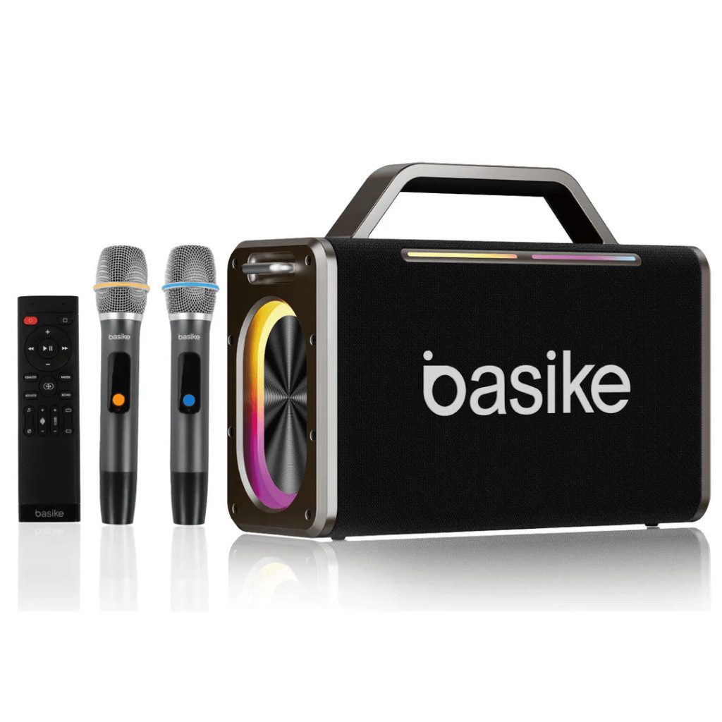 Caixa de som portatil bluetooth com 2 microfones, 160w, subwoofer ativo, estéreo hifi com rgb tws 1+1 bateria 6h ipx6