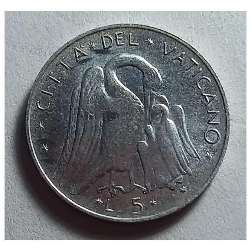 País: Vaticano 1970 - 5 Liras - Elimatec Moedas Antigas.