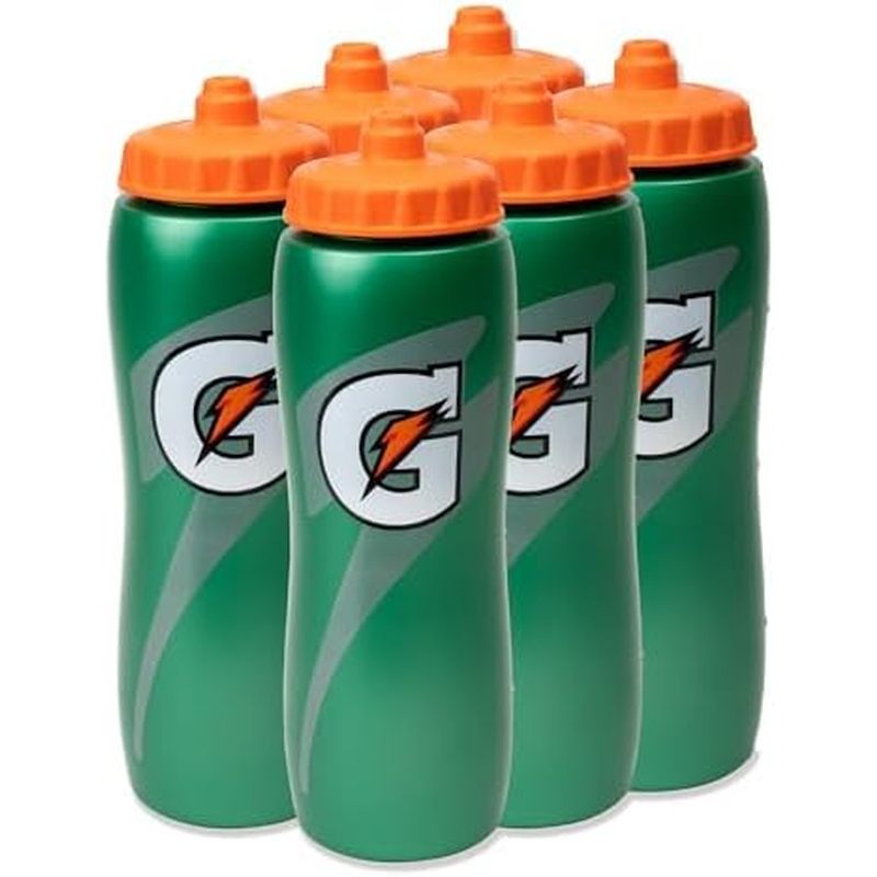 Gatorade 32 Oz Squeeze Water Sports Bottle - Value Pack of 6 - New Easy Grip Design for 2014