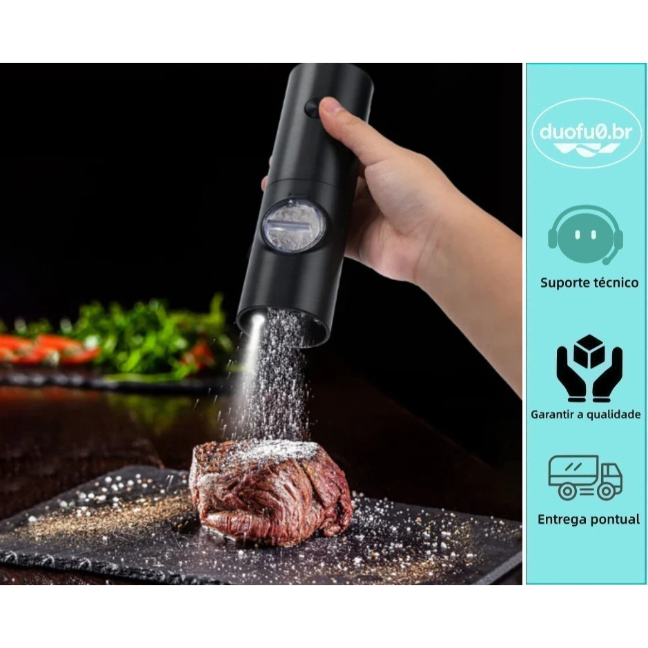 Imagem Moedor elétrico de sal, pimenta, especiarias e condimentos - moagem automática, com ajuste de grau de moagem