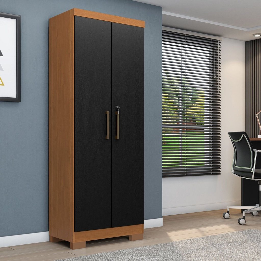 Armário Multiuso Max Plus 2 Portas Preto/Cinamomo Cinamomo/Preto