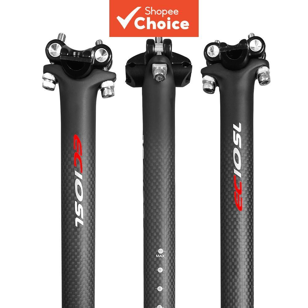 Canote de Selim de Carbono Fosco 27.2/30.8/31.6 x 350/400 mm para Mountain Bike e Estrada, Tubo de Selim 3K, Peça de