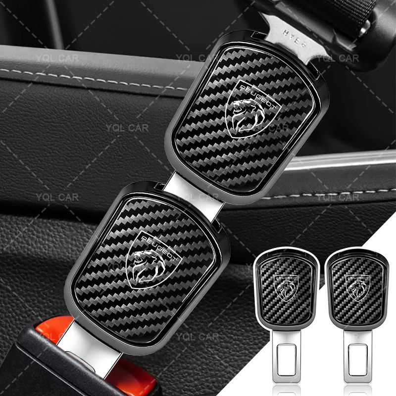 1/2 Pçs De Fibra Carbono Extensor Cinto Segurança Do Carro Conversor Extensão Para Peugeot 206 207 208 306 307 308 407 4