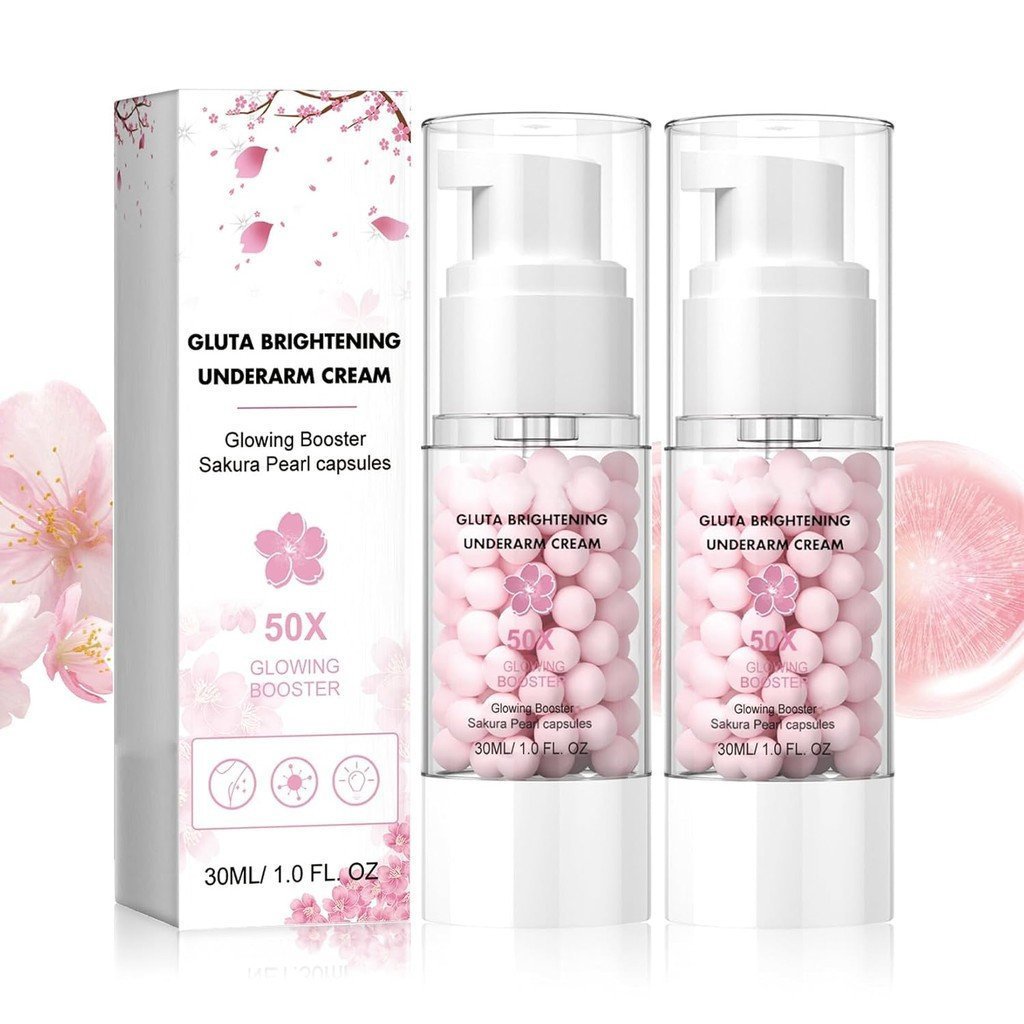 Pacote com 2 unidades de creme clareador de pele com glutationa, creme clareador para a pele das axilas, cápsulas clarea
