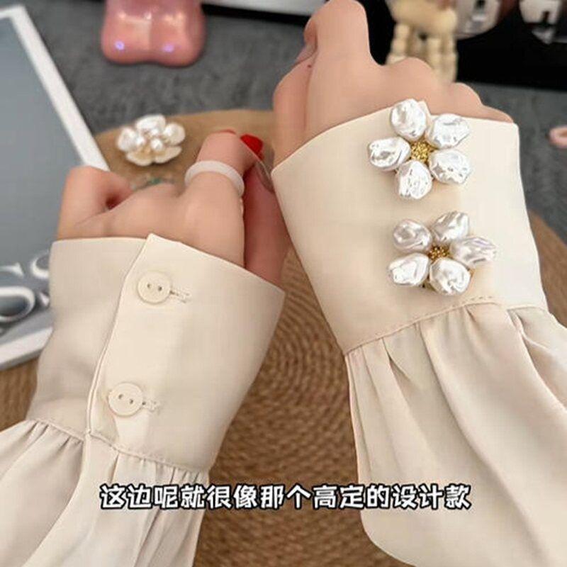Capa De Botão Para Camisa Esmalte Flor Strass Destacável De Pressão Terno Jaqueta Acessório De Moda
