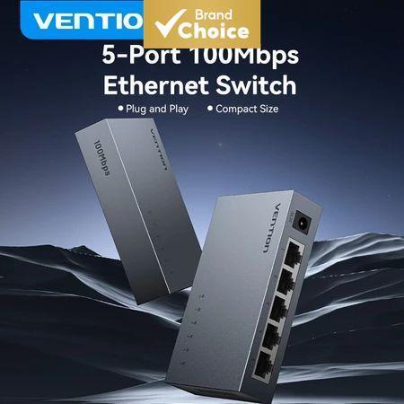 Interruptor de Rede Externo Vention 5 Portas RJ45 Gigabit Divisor Seletor para Conexão Multi-Dispositivos de Escritório