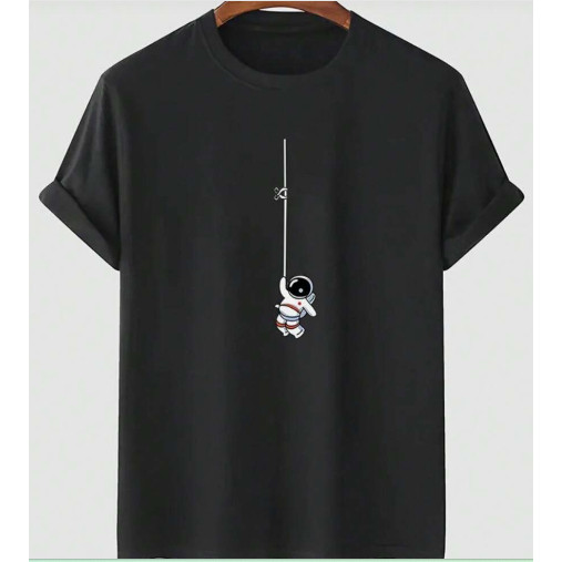 Camiseta Masculina Astronauta Estampada Camisa Masculina Adulto Gola Redonda 100% Algodão Lançamento