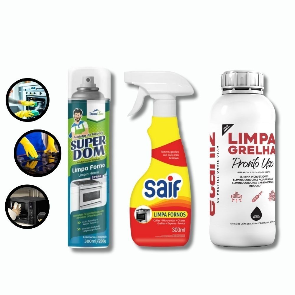 Limpa Forno Spray 250ML Fogão Remove Gordura Impregnada Prático Rápido Alta Limpeza Super Dom Ou Zip LIMITED OFFER