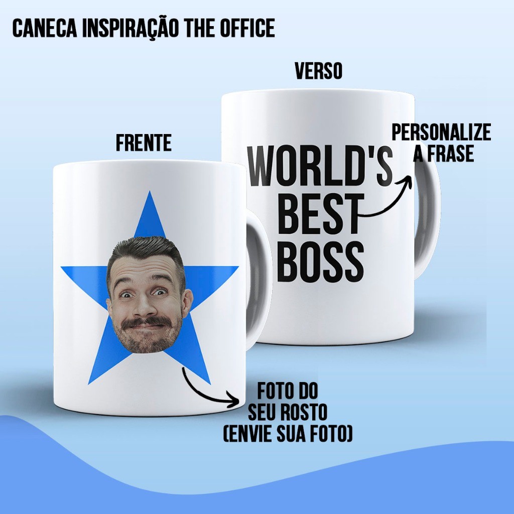 Caneca The office World's Best Boss/ BoyFriend/Friend/GirlFriend - Personalizada com sua Foto - Namorados Casal