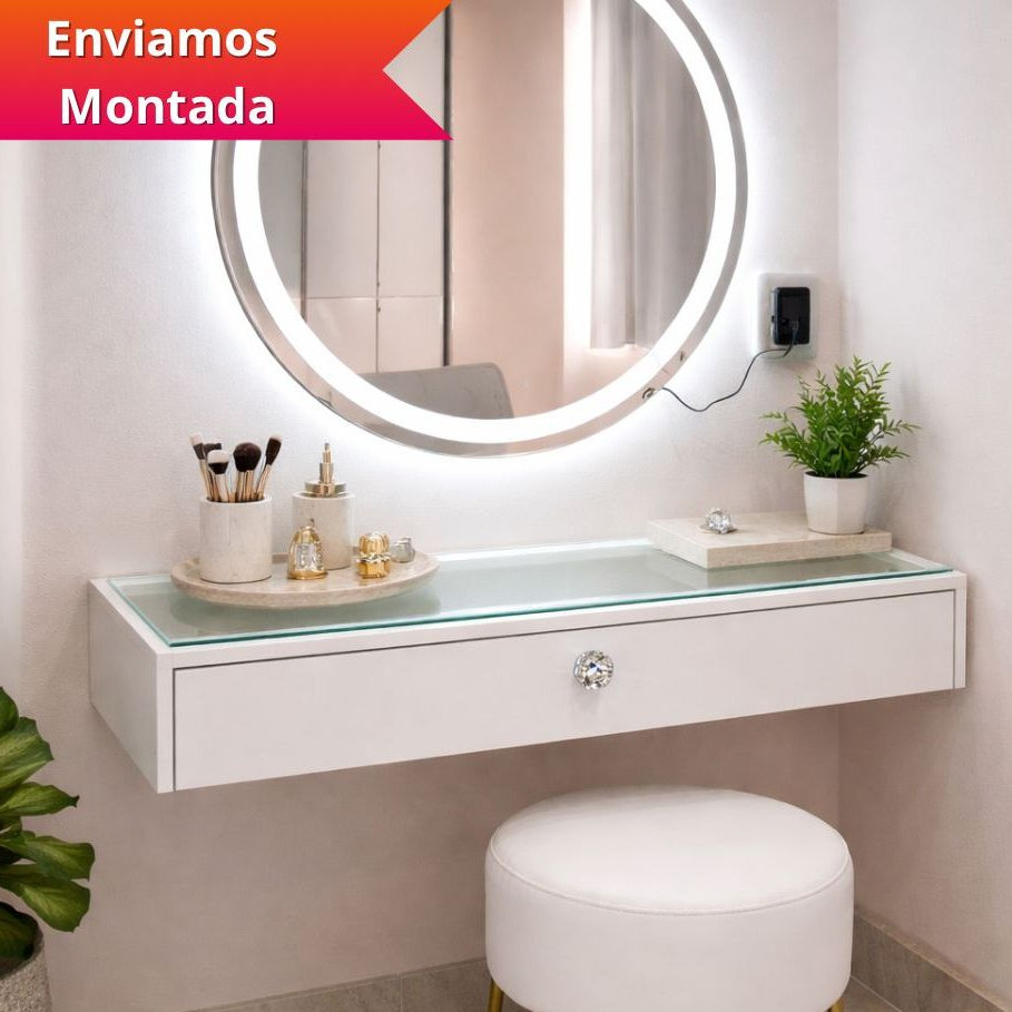 Penteadeira de Vidro Suspensa MDF Premium Escrivaninha