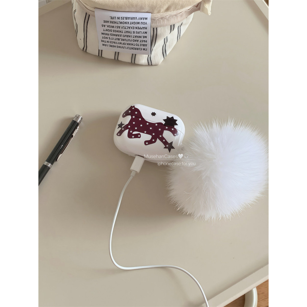 Coreia do Sul Importado Ano do Cavalo Retro Star Ancient Pony Capa de fone de ouvido adequada para airpods4 Fones de ouv