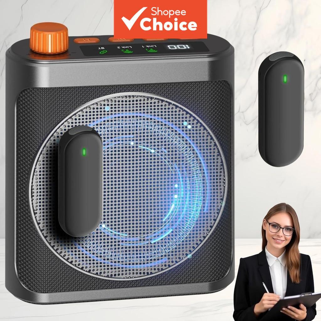  Sistema de Microfone de Lapela sem Fio Powermax J6 com Amplificador para Discursos de Professores
