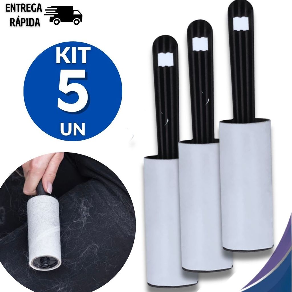 Combo 5 Rolos Tira Pelos Adesivos Limpa Plumas Fiapos Roupas Estofados Multiuso Praticidades Utilidades