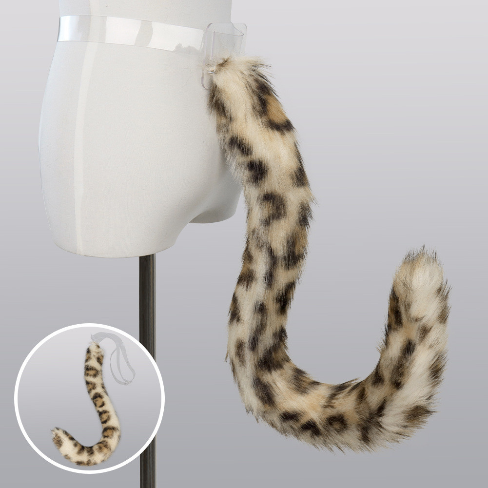 Cauda de pelúcia para cosplay como um lince simulado, cauda de leopardo fofa para transmissões ao vivo e eventos de quad