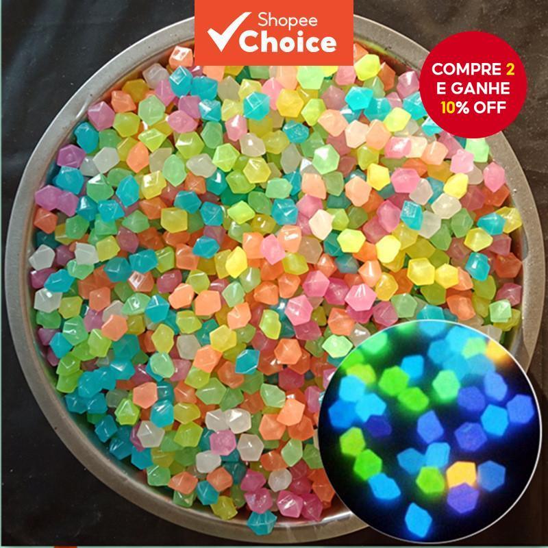 200psc Pequeno Diamante Pedra Luminosa Fluorescente 1cm Arqueológicos para Aquário e Jardinagem