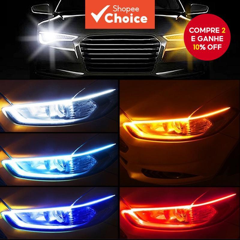 12V LED Sinal De Mudança De Direção Branco Fluxo Amarelo Luz Diurna Faixa Flexível À Prova D'água Para Carro