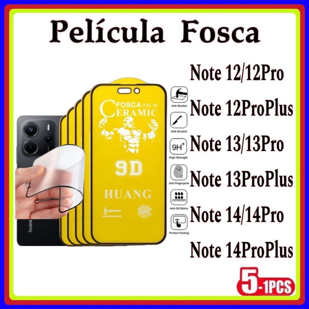 Película de Fosca Cerâmica Flexível 9D Hidrogel Xiaomi NOTE 12 12PRO NOTE 13 13PRO NOTE 14 14PRO PLUS