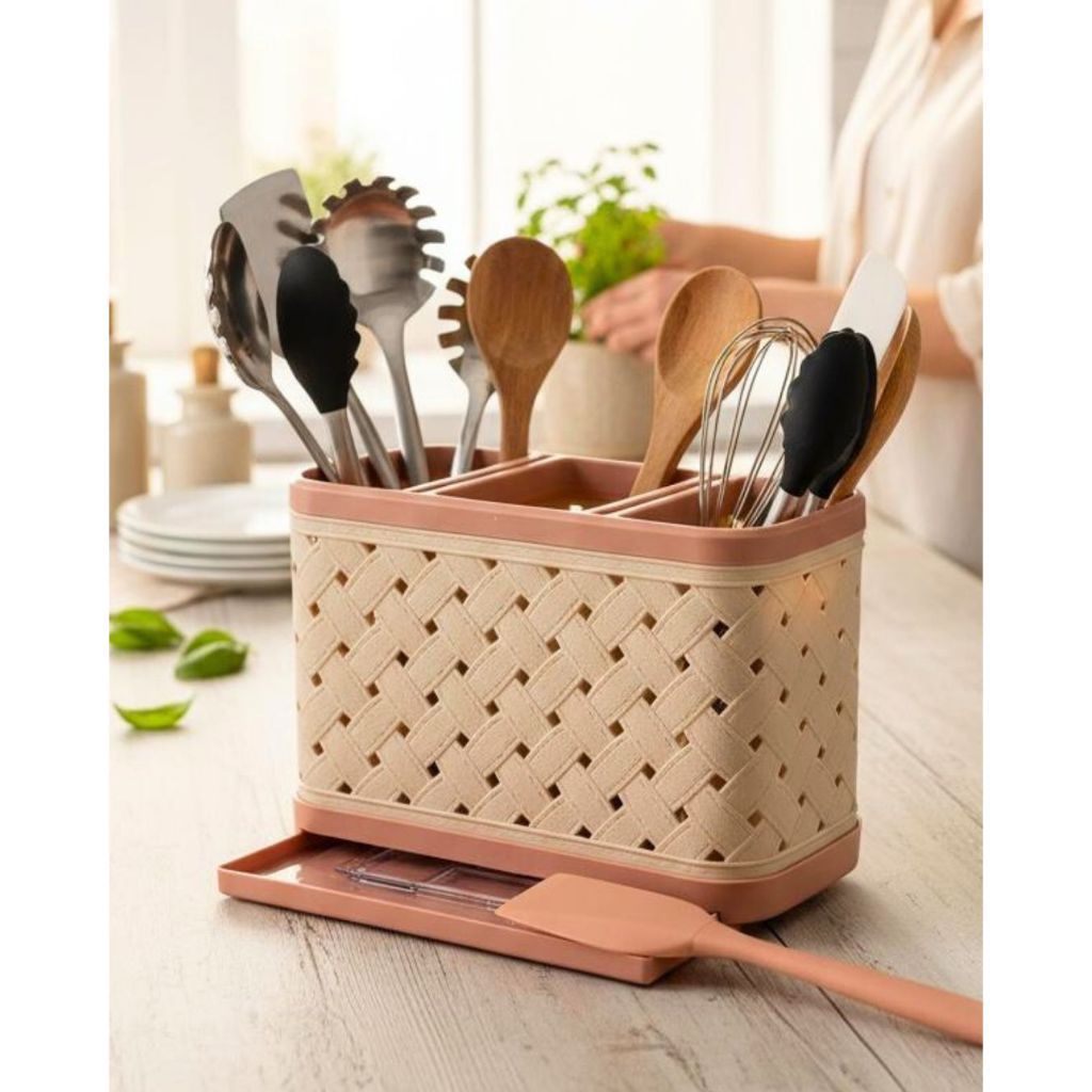 Porta Talher com Escorredor organizador Utensilios Pia Casa E Cozinha com divisoria e bandeja em Oferta na Shopee